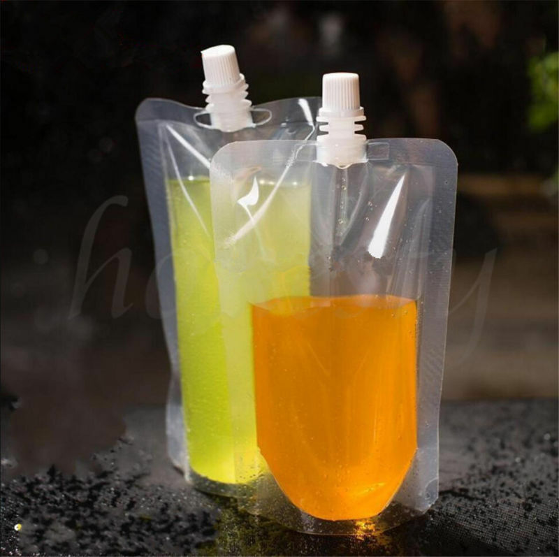 25PCS 8Oz Clear Spout Bags Stand Up Bag Liquid Bag Flask Pouch With Cap