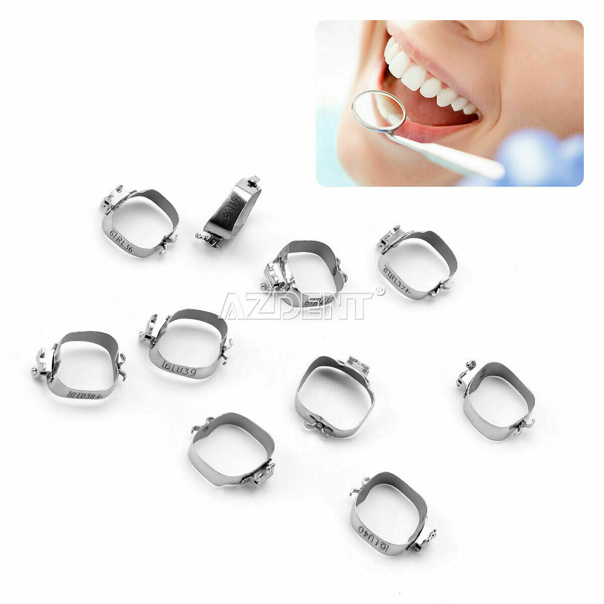 80pcs Dental Orthodontic 1st Molar M Bands & Buccal Tube Conv Roth.022 36#-40+#