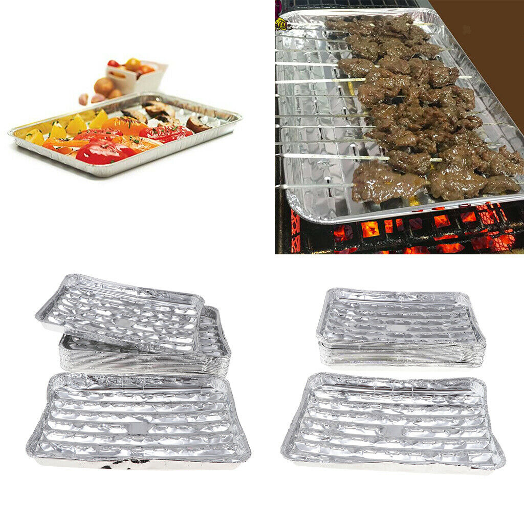 40x Disposable Aluminum Foil Pan Grilling Trays Cake Baking Plate Picnic