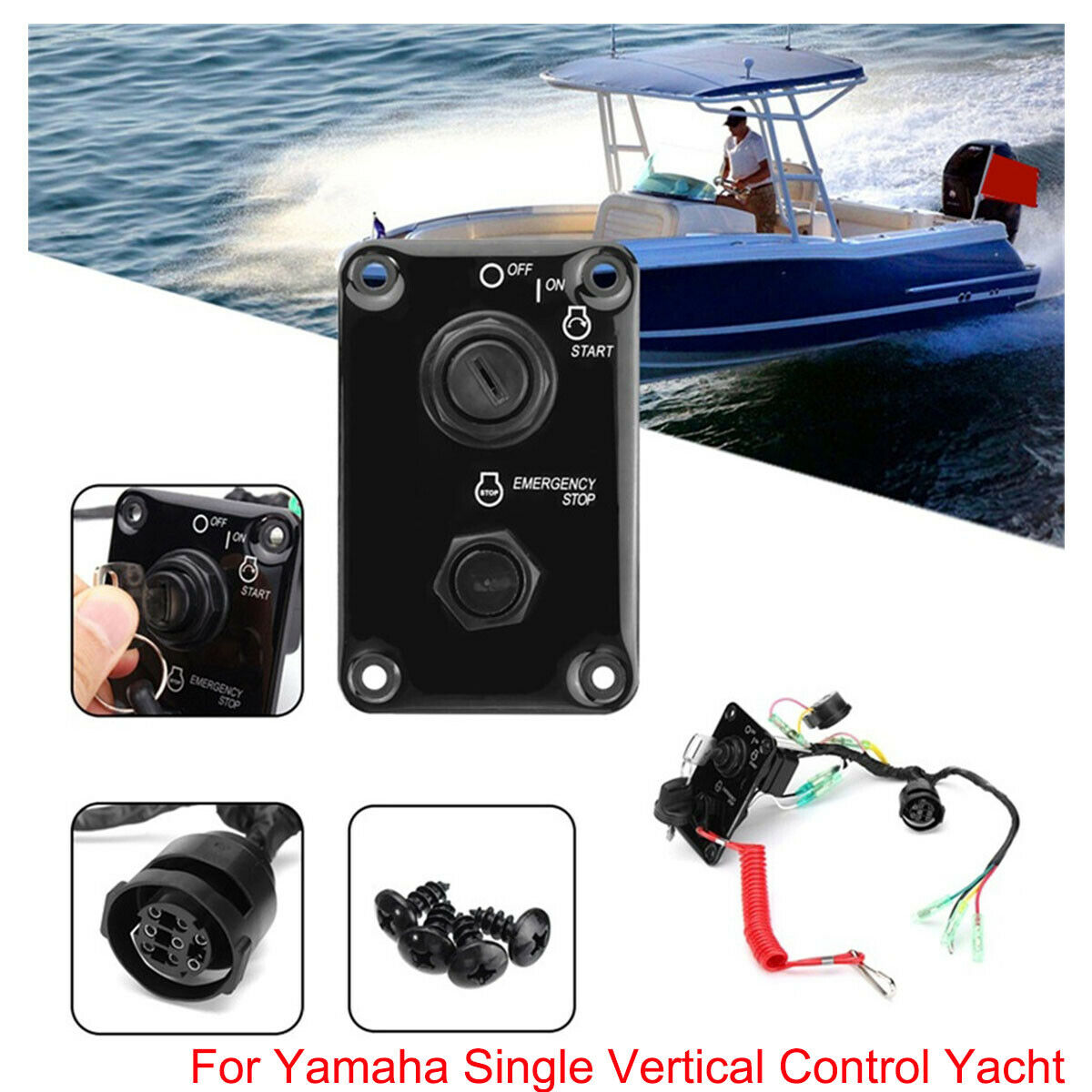 70 x 110MM/ 2.8 x 4.3" Key Switch Panel For Yamaha Single Vertical Control Yacht