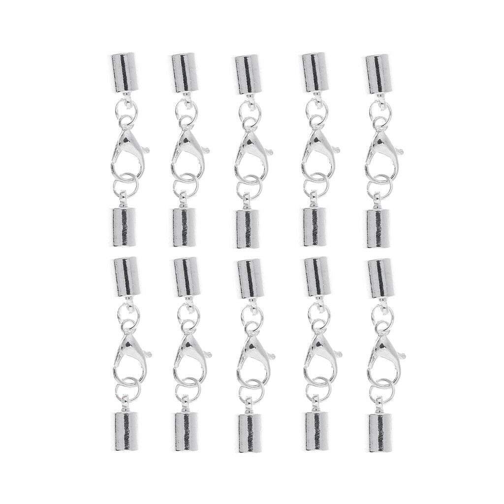 10pcs Leather Cord End Caps with Lobster Clasp for DIY Bracelet Necklace