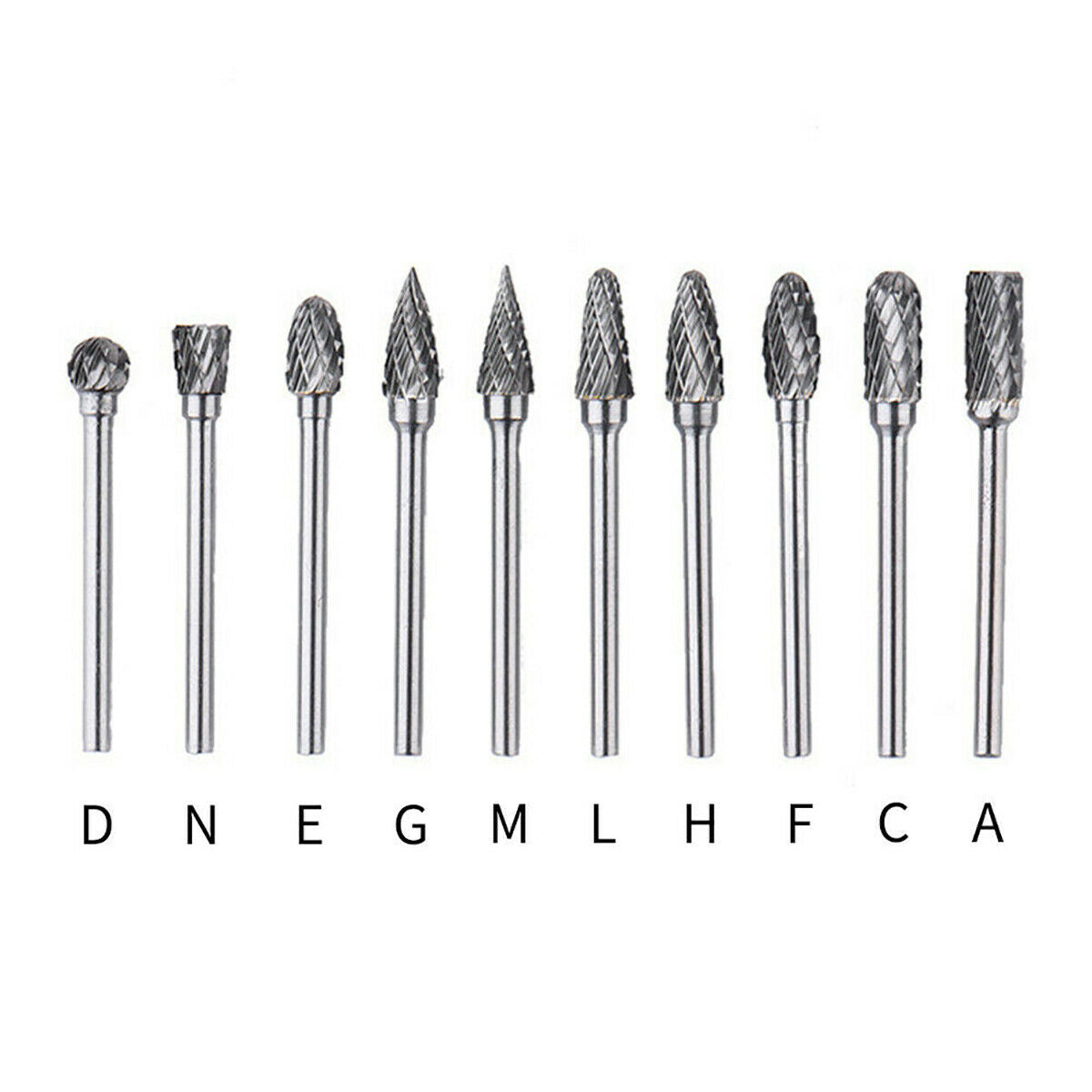 10Pcs Head Tungsten Carbide Steel Rotary Burr Die Grinder Bit Shank Carving Sets
