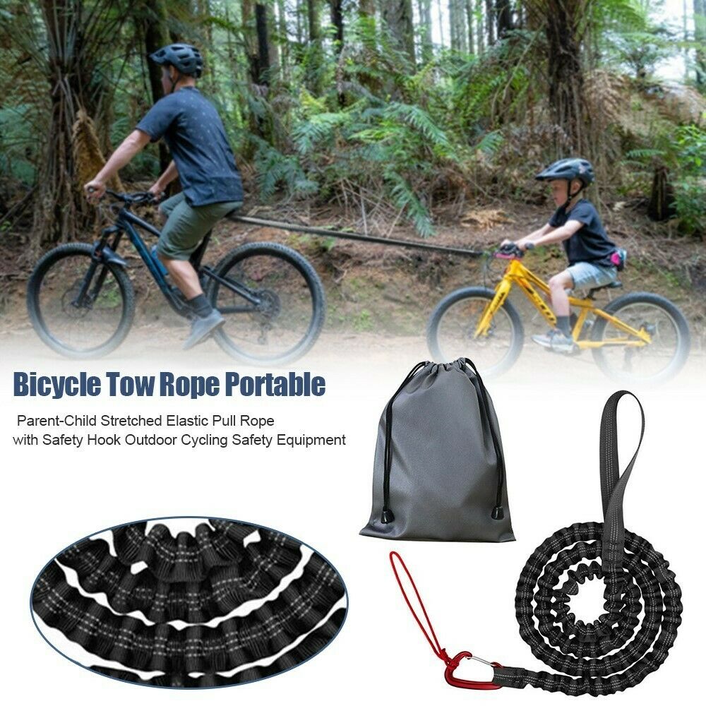 Bicycle Tow Rope Parent Child Stretched Elastic Pull Rope w/Safety Hook Cycling