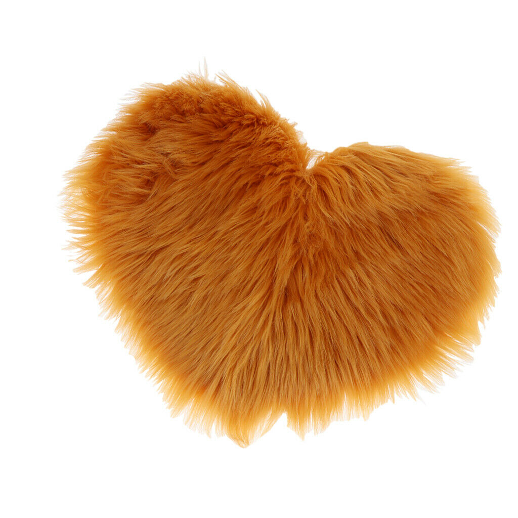 Heart Shaped Area Rug, Cozy Shaggy Plush Floor Mat for Bedroom Camel-30x40cm
