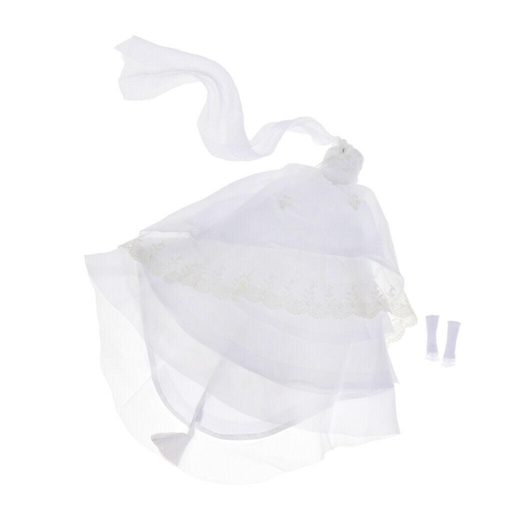 1/6 Wedding Dress Straps  Embroidery White Wedding Dress for 30 Cm