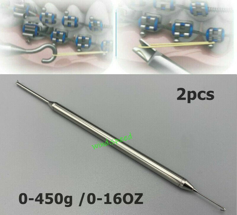 2pc Dental Orthodontic Dynamometer Tension Meter Oral Force Gauge 0-400g 16Ounce