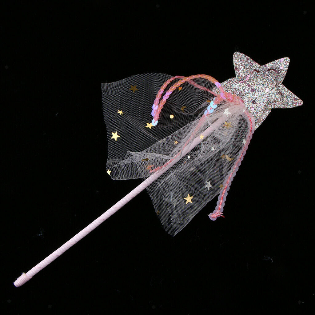 Sparkle Pink Star Shape Princess Fairy Wands For Kids