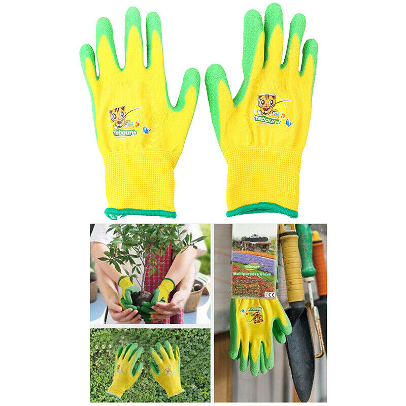 Kids /Junior Garden Safety Rubber Coated Gloves DIY Age from Year 6 to Year DF