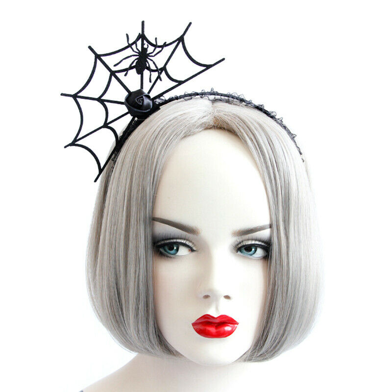 Headband Gothic Halloween Black Felt Spider Web Lace Crown Costume Ball Ha.l8