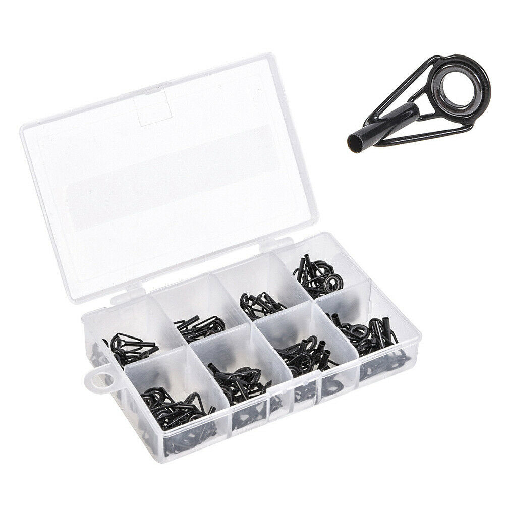 80/Box Ceramic Stainless Steel Sea Fishing Rod Guides Line Rings Repair Eyes Tip