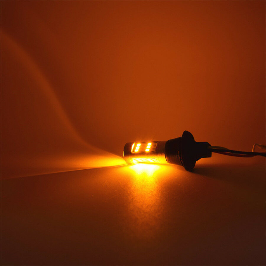 2 Pcs Dual-color Amber-White Switchback LED Turn Signal Light  DRL Kit 1156 Base