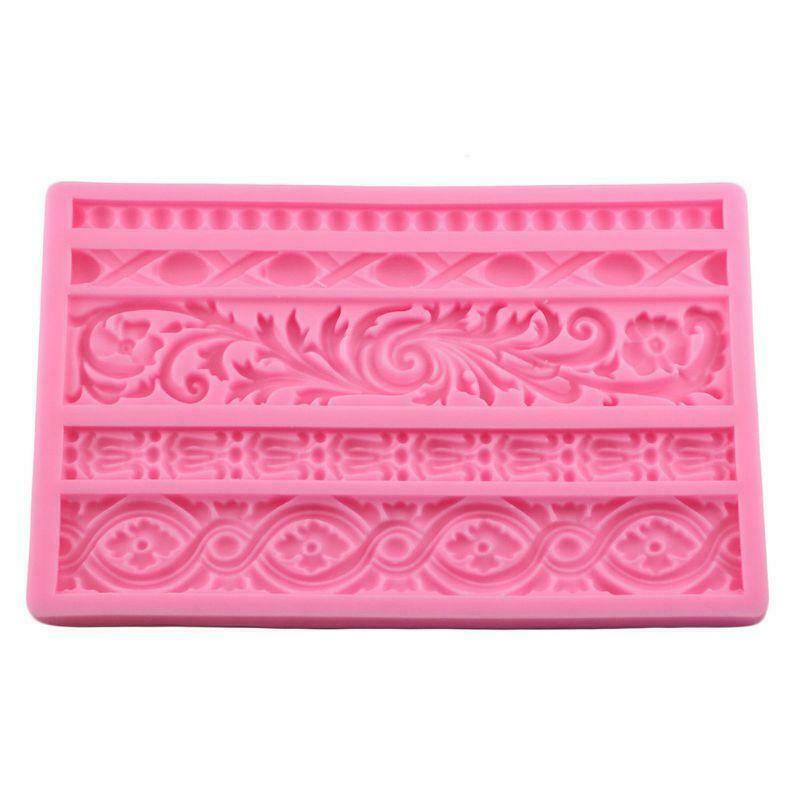 DIY Baroque Scroll Relief Cake Border Silicone Mold Frame Fondant Cake Decor