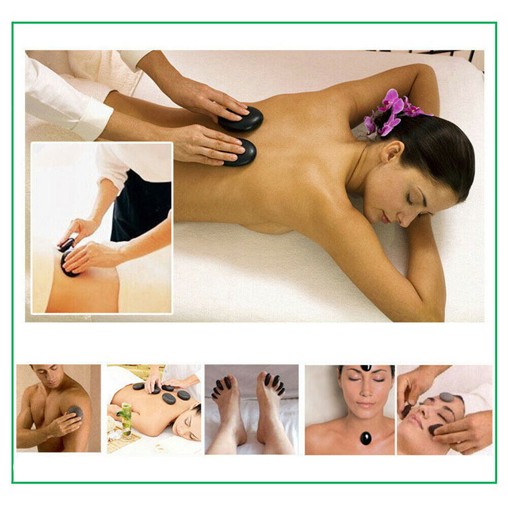 2X 6 Pcs Hot Massage Stone Set Natural Basalt Warmer Rock Kit  4 x 3cm
