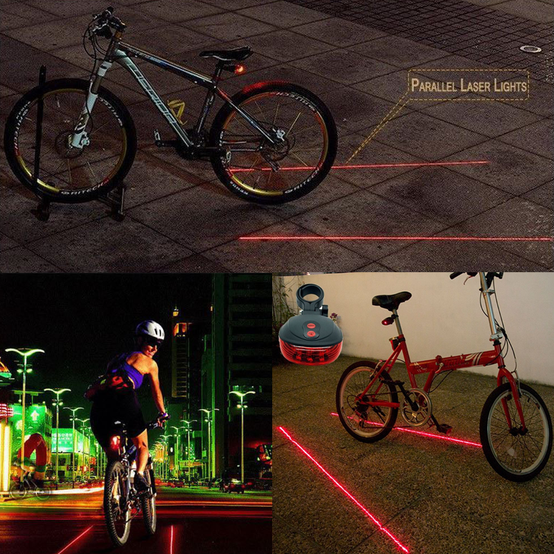 2Laser +5 LED Flashing Lamp Light Rear Cycling Bicycle Bike Tail Safety Warning