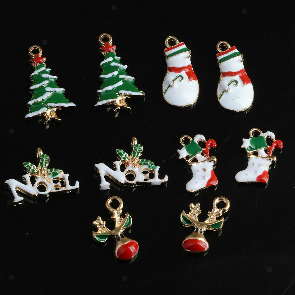 20x Christmas Charms Dangle Beads Pendant for Bracelet Jewelry Making Crafts