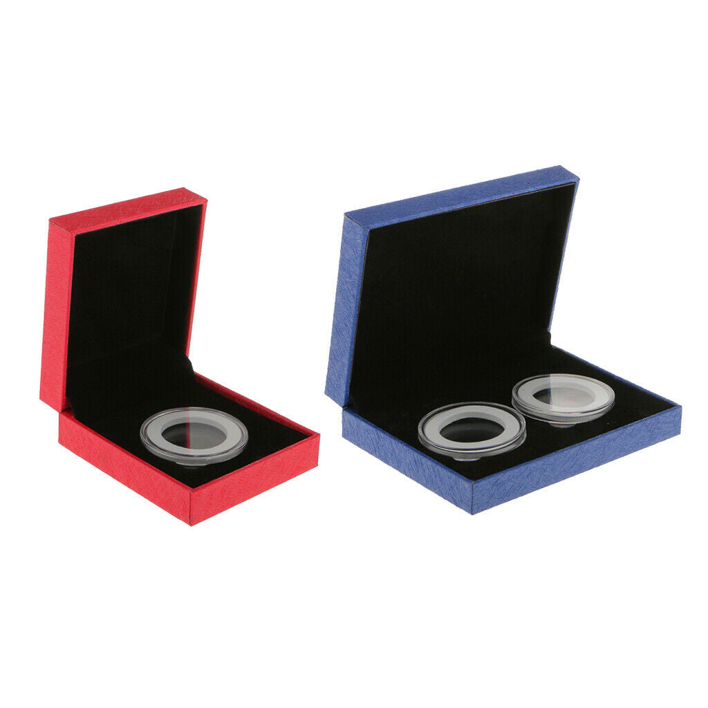 2x Collectibles 1/2 Holes Commemorative Coins Storage Display Case Gift Box