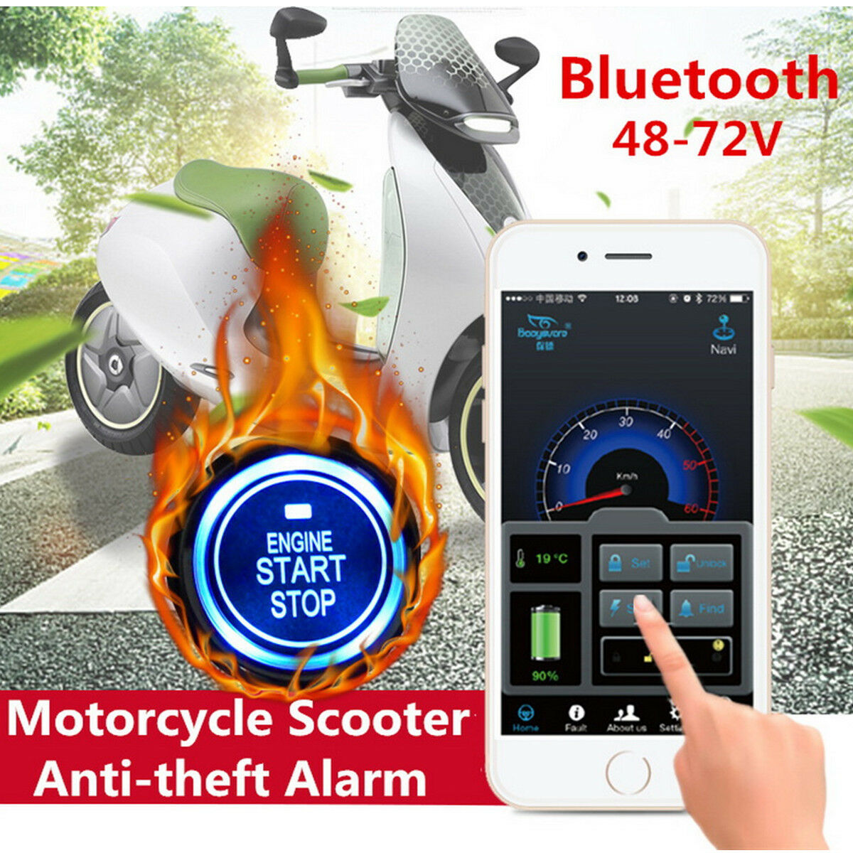 Motorcycle Anti-theft Alarm Security System Remote Control Keyless Engine Start