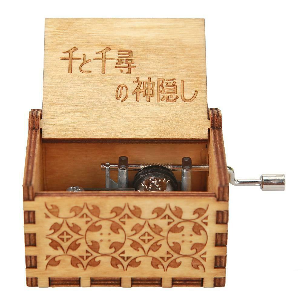 Retro Hand Cranked Wood Music Box Party Xmas Gift Household Decor Ornament @