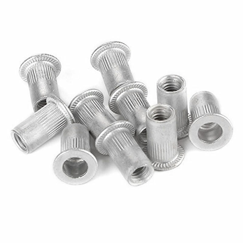 25pcs M8 Flat Head Aluminum Rivets Nuts Threaded Inserts Nutserts Rivnut