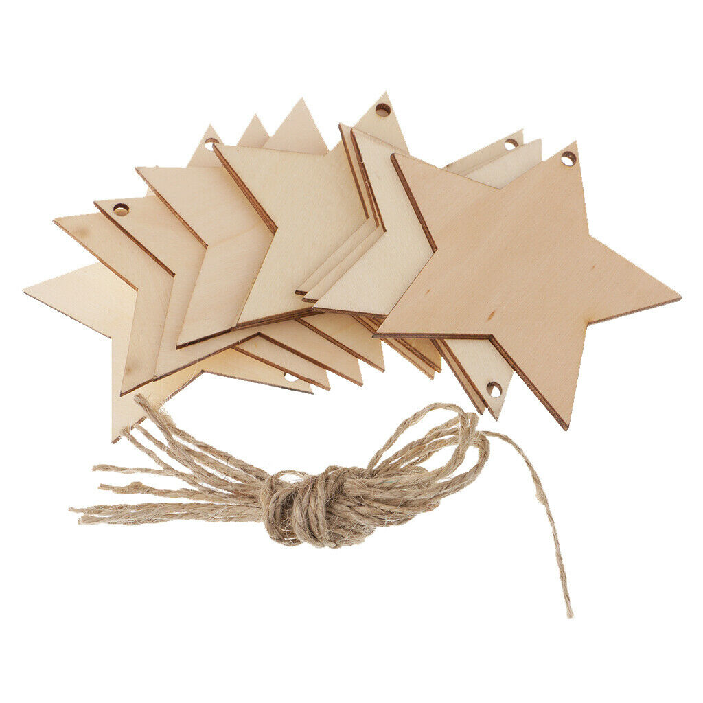 10PCS 80MM WOOD STAR CRAFT SHAPES MDF GIFT TAGS BLANK /
