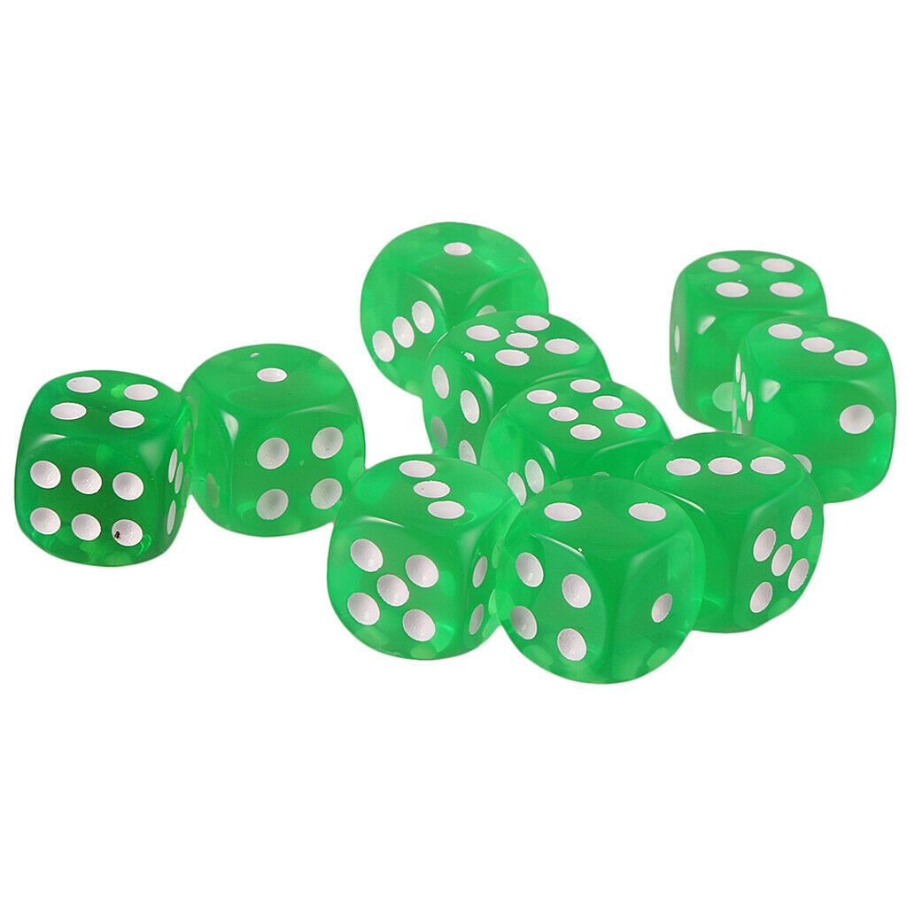 Acrylic Six Side Dice D6 16mm for Board Game Toys RPG DND Games Grass Green
