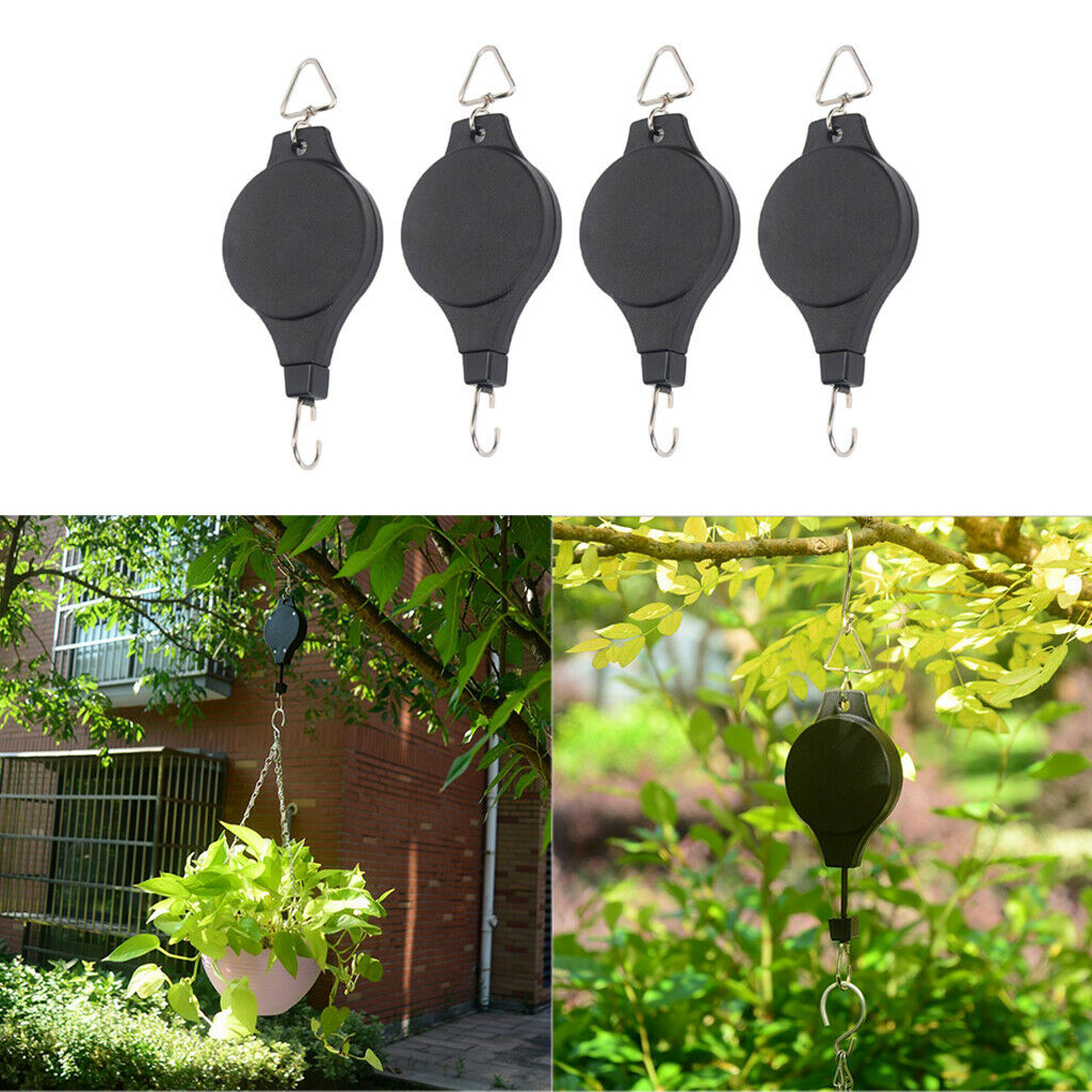 4Pcs Plant Pulley Hanging Basket Hook Baskets Pots Hanger Hanging Decoration