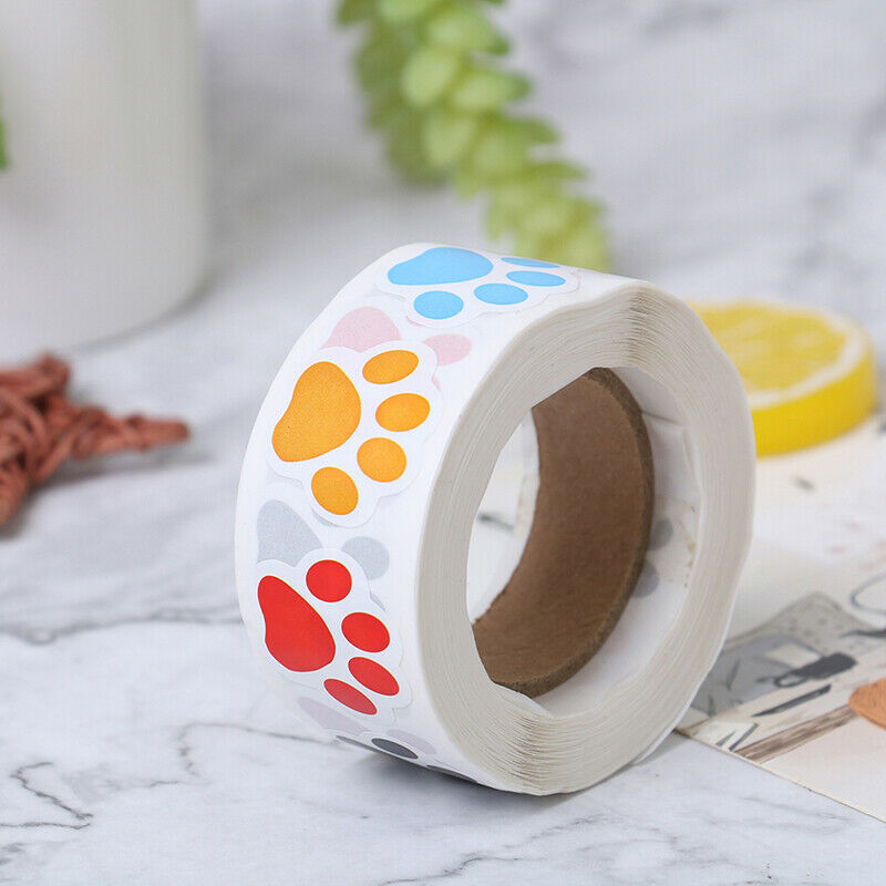 500pcs Dog Cat Bear Paw Labels Stickers of 6 Colors Sealing Label Decorat.l8