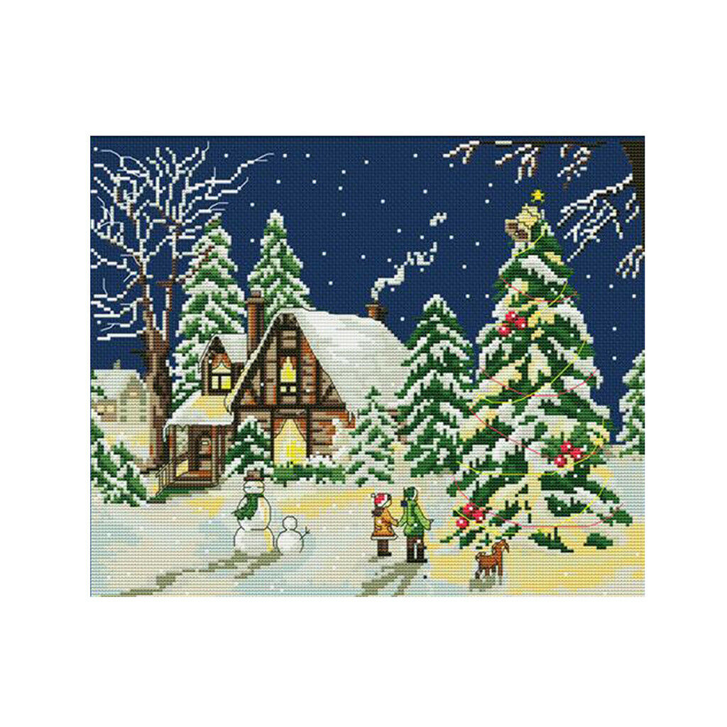 Winter Landscape Handmade Stamped Cross Stitch Kits For Adults Embroidery