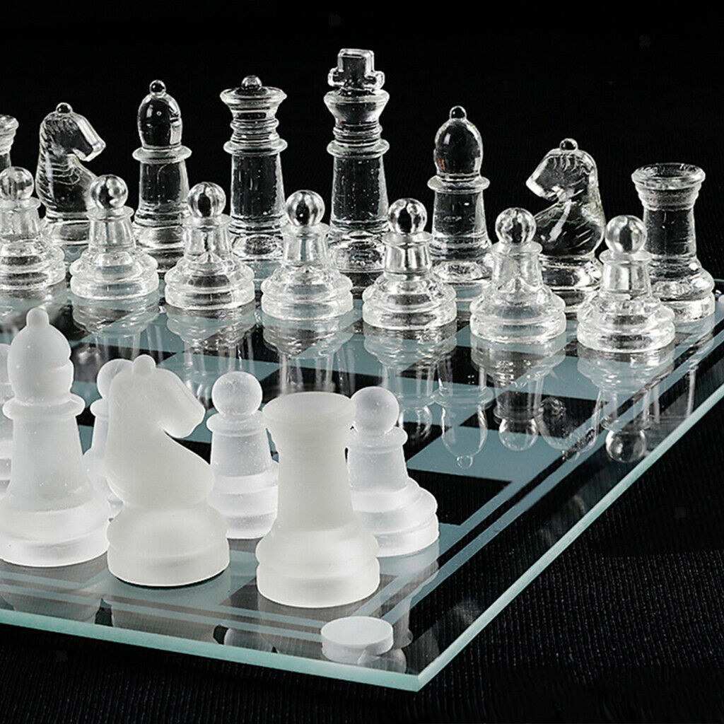 Glass Board Clear Glass Chess Set Handcrafted for Chess Lovers Toys 20x20cm