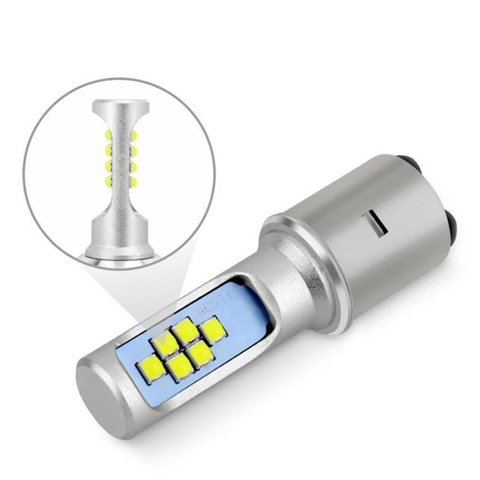 1x BA20D White LED Bulb Motorcycle Hi/Lo Beam Headlight Driving Light Waterproof