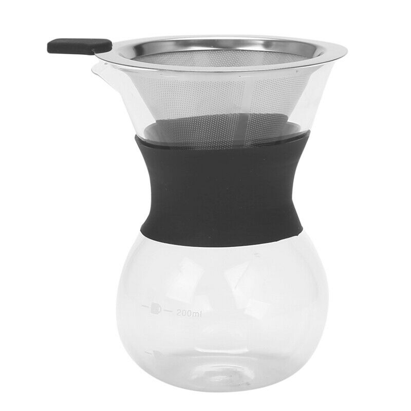 200ML Pour Over Coffee Maker Filter Dripper Glass Container Coffee PercolatorsG8