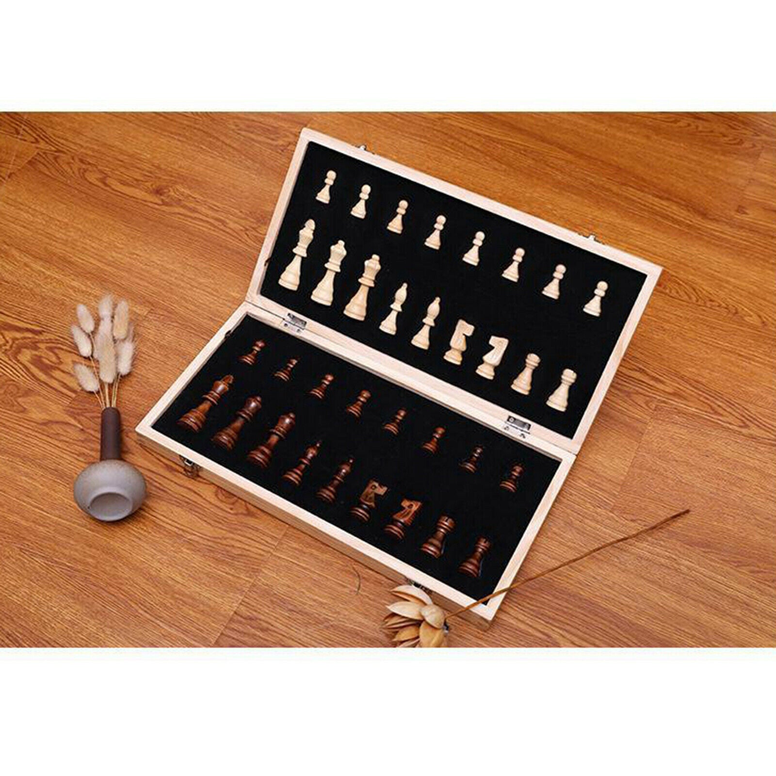 Foldable Magnetic Chess Board Board Game 15x15 Inch Travel Set Chess Pieces