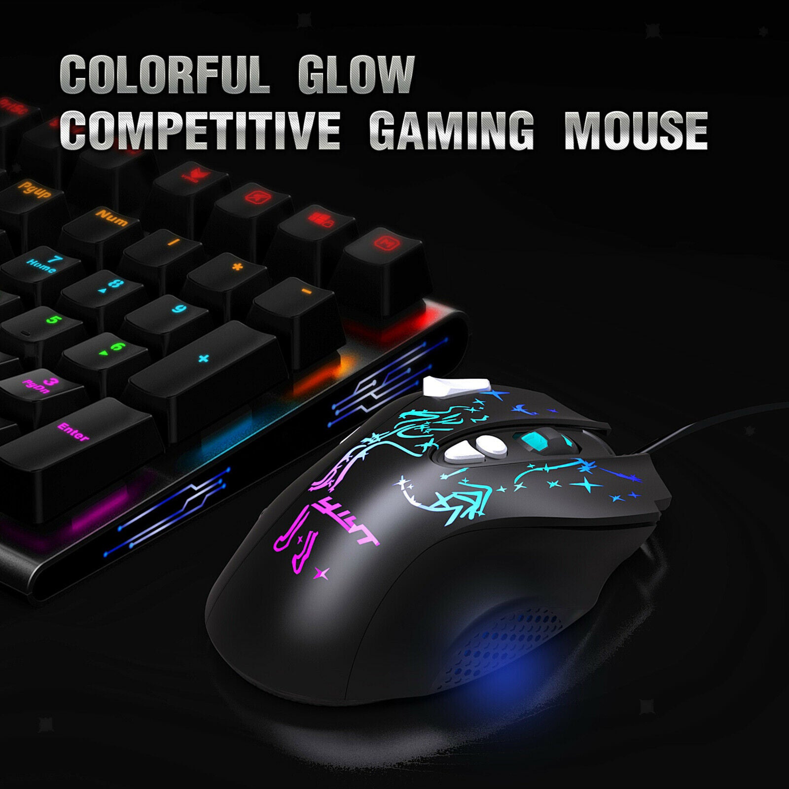 USB RGB Wired Gaming Mouse 6400 DPI Gamer Optical Mice with Side Buttons