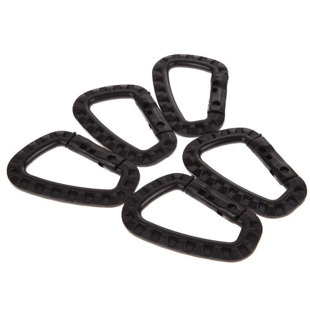 5pcs Outdoor Carabiner D-Ring Key Chain Clip Hook Camping Plastic Buckle EBBDAU