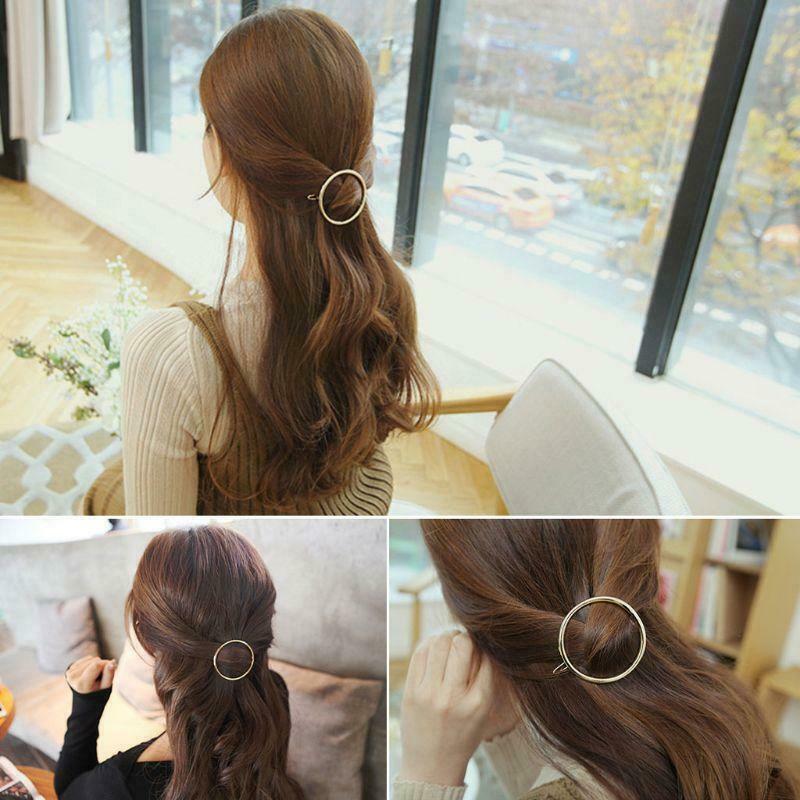 1Pc Women Girls Metal Alloy Circle Hairgrip Barrette Round Shape Hair Clip Hoop