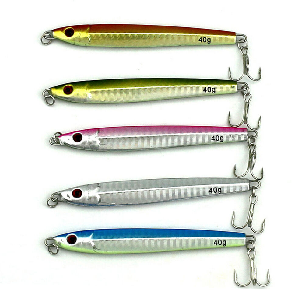 5X40g Fishing leurre Natural Lead Casting Jig Metal Slice Fishing Lures B.$l BD
