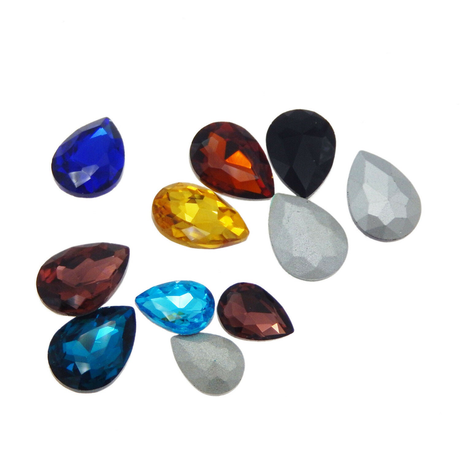 40 pcs Mixed Teardrop Shaped Crystal Glass Faceted Rhinestones Nail Art Crafts