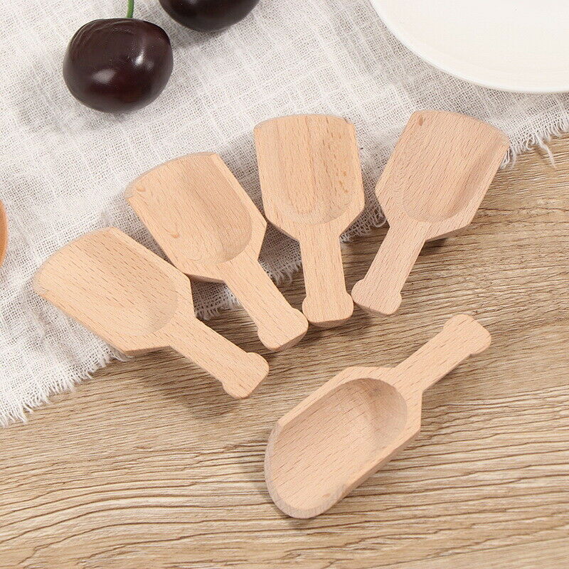 5Pcs 8cm Wooden Scoops Bath Salt Spoon Candy Flour Spoon Scoops Kitchen U.l8
