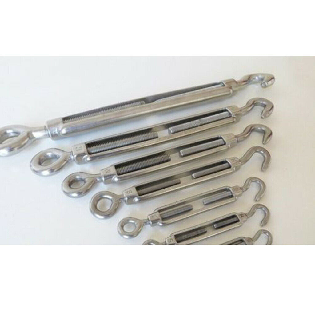 Set of 2 Stainless Steel Hook Eye Turnbuckle Wire Tension Adjusters 97mm