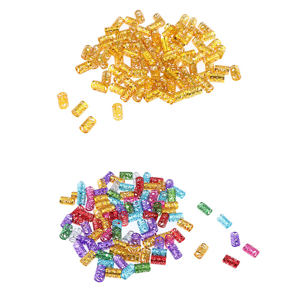 100pcs Aluminum Dreadlock Beads For DIY Hairstyle Braid Ponytail Golden