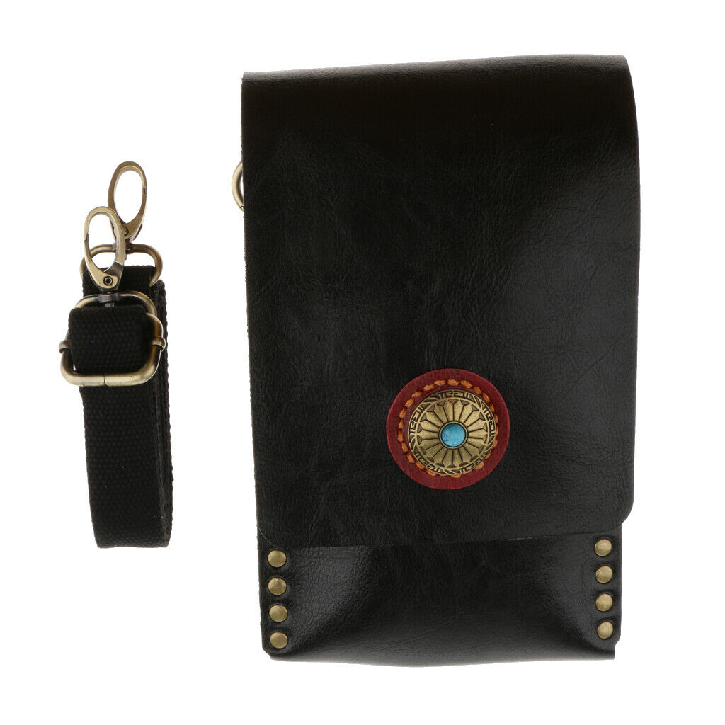 Durable Leather Hair Scissors Comb Clips Bag Barber Tools Holster with Cover