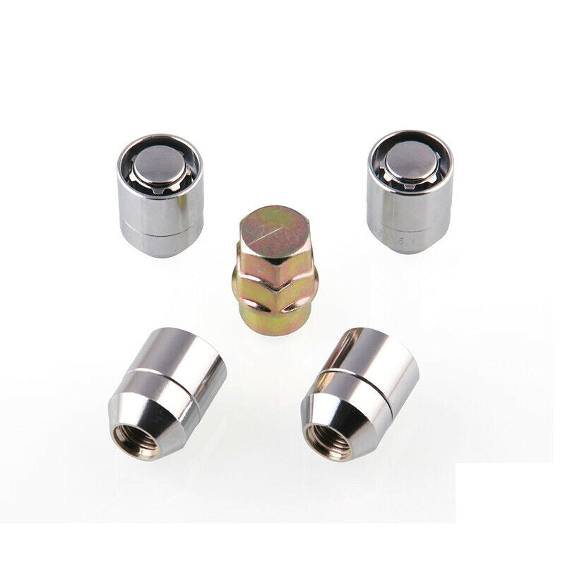 Universal 4+1 STEEL WHEEL LOCKS Nut M12x1.5 CHROME LOCKING LUG NUTS Durable