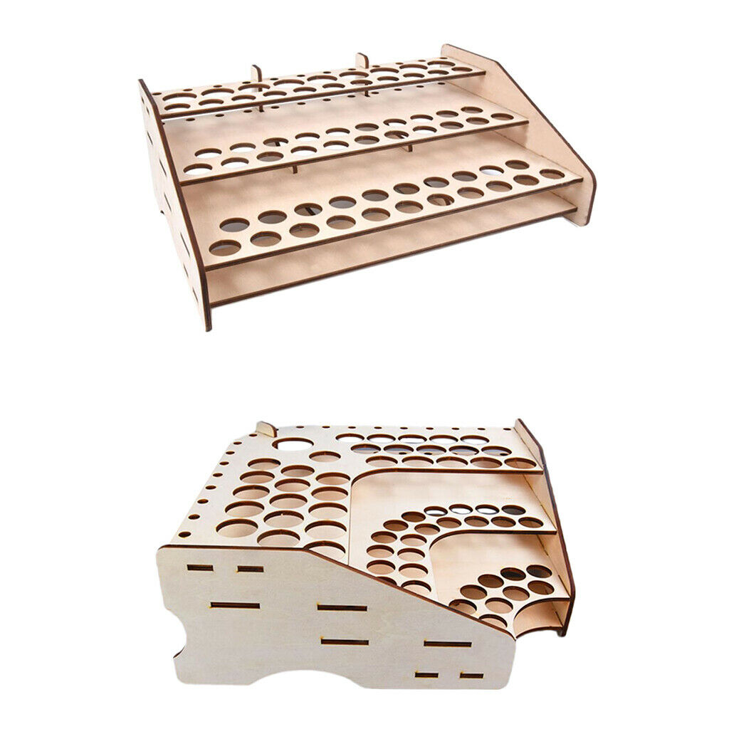 Large Paint Rack - Natural Wood - Paints Bottle Holder Modular Tools Stand