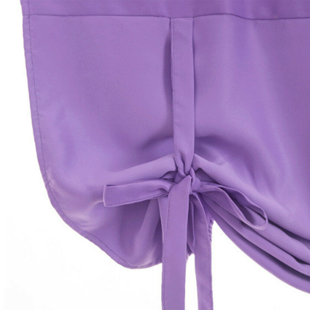 Thermal Insulated Grey Blackout Curtain Tie Up Shade for Small Window Purple