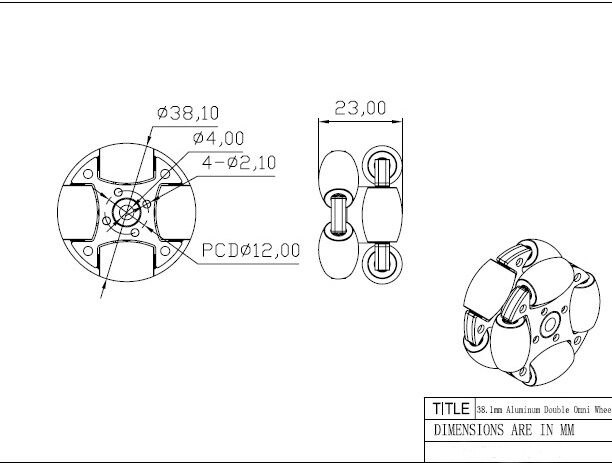 1.5 inch 1.5" 38mm 90° Aluminum Alloy Omni Wheel With Hub For DIY Arduino Robot