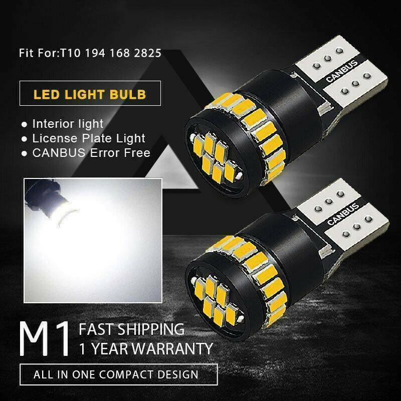 2x T10 501/194 W5W SMD 24 LED Car HID White CANBUS Error Free Wedge Light Bulb