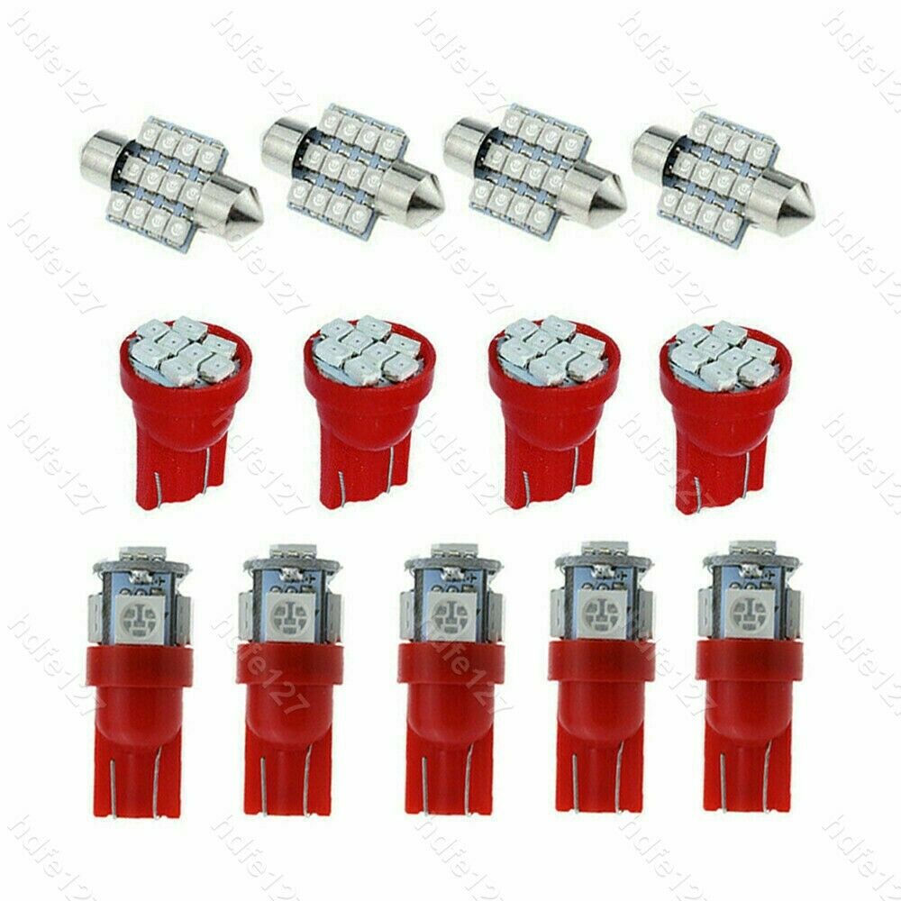 13x Red Cars LED Lights Interior Package Kit for Dome License Plate Lamp Bulbs