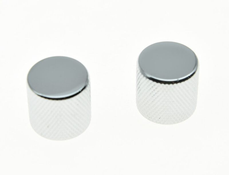 2x Chrome 18mm Guitar Bass Flat Top Barrel Knobs Tele Telecaster Guitar Knobs