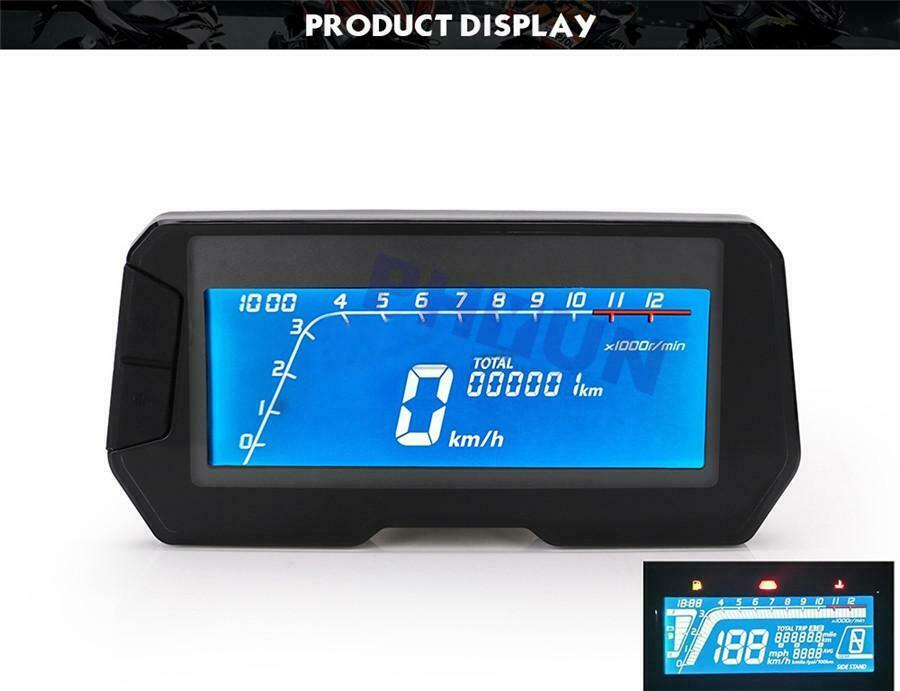 DC 12V Blue LCD Motorcycle Speedometer Odometer Tachometer with Sensor Cable