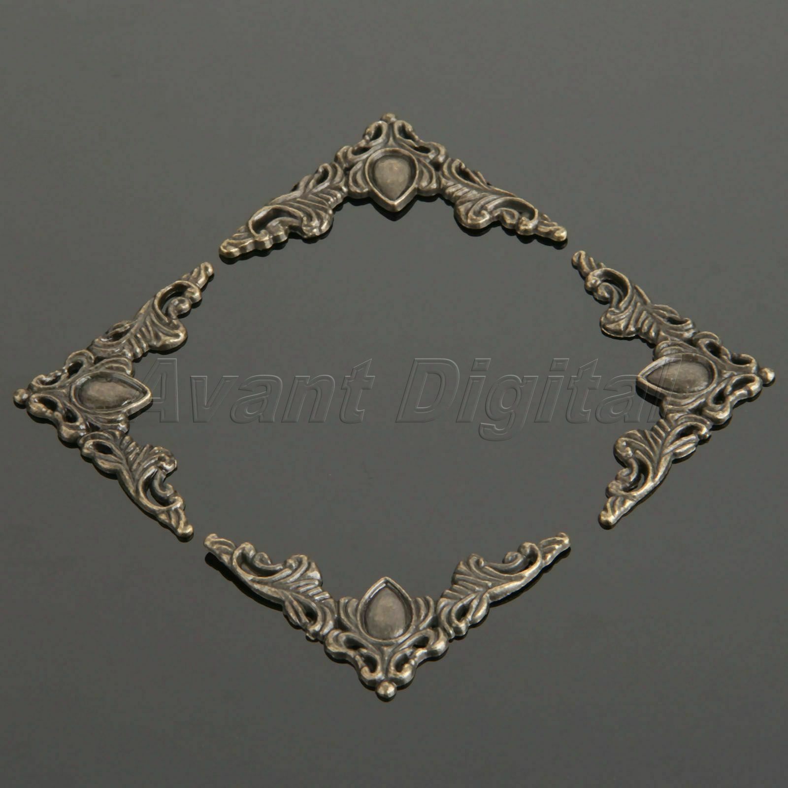 4 X Wooden Wine Case Book Hardware Decor Bronze Jewelry Box Corner Protectors